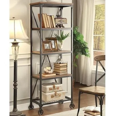 Industrial Rustic Bookshelf with Casters
